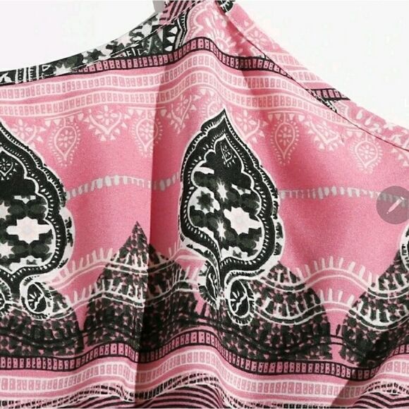 Plus Graphic Print Self Tie Cami Ro - Picture 4 of 6